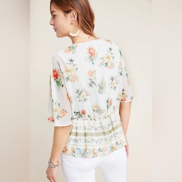 Farm Rio Anthropologie Hestia Floral Printed OVERSIZED Blouse NEW - Picture 2 of 8